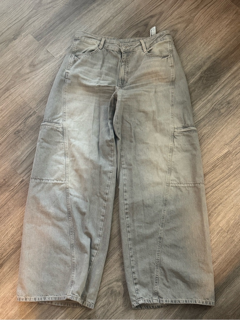 Zara Washed Gray Wide-Leg Women's Jeans